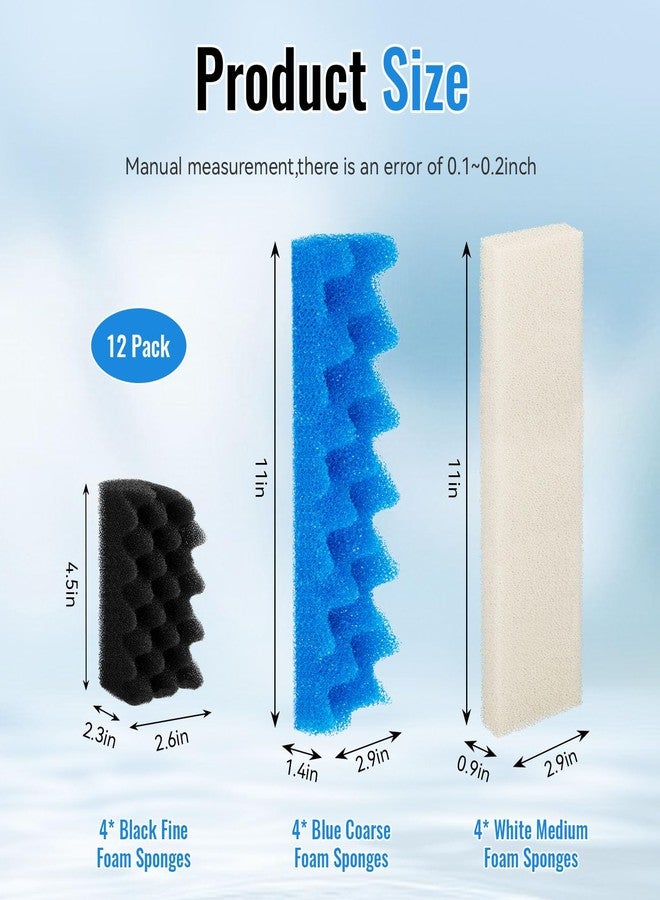 Antrys 12 Pack 406/407 Bio Foam Replacement Aquarium Filter Media Kit Compatible with Fluval 406/407 Canister Filter, Bio Foam Sponge Set - 4 White, Black & Blue for Biological and Mechanical Filtration - Image 5